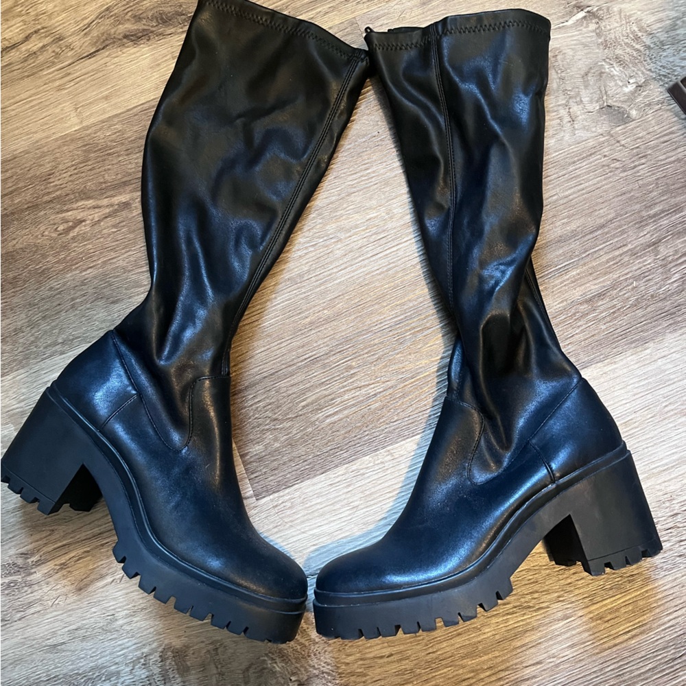 Calf length leather boots size 8.5